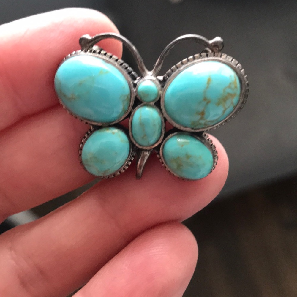 Turquoise Butterfly Pendant Necklace - Picture 4 of 4